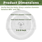 Smallest 9.6 Inch Microwave Plate Replacement Compatible With Panasonic Microwave Glass Plate F06016D00XN, 9.6" Microwave Plate Replacement for Nostalgia 0.7 cu.ft. 700W small retro microwaves - size: 9.6" Small Coupler Hole, Outer Track 7 5/8"
