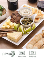 DOWAN 14" Serving Trays, Serving Platters, Ceramic Serving Platters and Trays, Rectangle Plates, Set of 3, for Weddings, Parties, Oven, Microwave, Dishwasher, Heat Resistant, Easy to Clean, White - color: 3 PCS