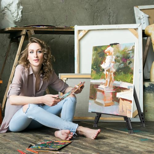 Art Painting Tripod Easel Stand - Portable Adjustable Display Artist Metal Easel with 1 Bag for Tabletop/Floor Painting, Height from 17 to 66 inches, Sturdy for Drawing, Displaying - Black - style: Black