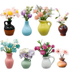 8 PCS Mini Ceramic Vase Magnets for Fridge, Cute Mini Vase Magnets for Fridge, Tiny 3D Plant V ase for Decoration Kitchen Locker Kitchen Office (8PCS-A)