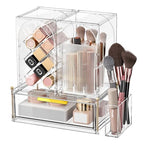 INVSSENE Stackable Makeup Organizer Countertop, Storage Perfume Skincare Cosmetic Lipstick Face Mask Makeup Brush Palettes, Ideal for Vanity Bathroom Counter - color: 3515 Clear