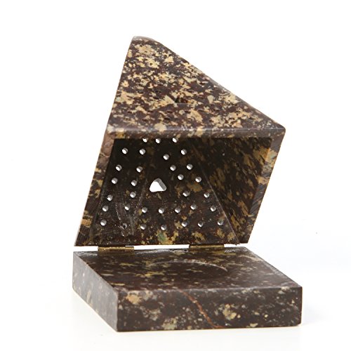 Hosley 5" Soapstone Triangle Pyramid Incense Cone Holder – Large Aromatherapy Burner & Ash Catcher for Incense Cones, Zen, Vastu, Reiki, Chakra Meditation, Spa Gift - color: Brown1