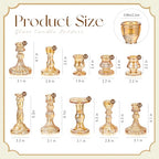 Mumufy 20 Pcs Glass Crystal Taper Candle Holders Clear Glass Candlestick Holder Fit 0.8 Inch Candles Crystal Decorative Candle Stand Centerpiece Table Wedding Dining Party (Gold) - color: Gold