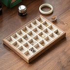 28-Grid Black Walnut Wooden Jewelry Tray with Velvet Lining, Premium Jewelry Display Tray for Earrings and Rings, Drawer Organizer Display Tray for Women's Jewelry Collection - color: 28 grid