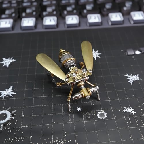 3D Steampunk Metal Fruit Fly Model Kit – DIY Mechanical Brass Insect Puzzle for Adults, Retro Collectible Assembly Craft, Unique Home Office Decoration Gift (Fruit Fly) - style: Fruit Fly