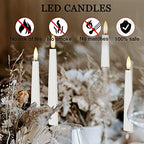 Flameless Taper Candles with 3D Wick, 9.6" Real Wax LED Candles with Remote and Timer, 3 Pack Flickering Candlesticks Battery Operated, Classic Tall Taper Candles for Home, Wedding, Party, White - color: White