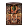 Book Nook Kit for Adults & Teens – DIY Miniature House Library, Wisdom Ring Library 3D Wooden Puzzle Bookend Bookshelf Insert with LED Light, Dollhouse Craft Kit for Decor & Gifts