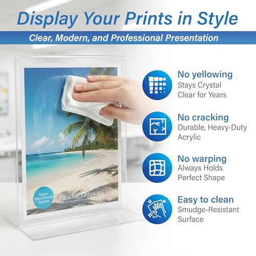 Azar Displays 152430-3PK Bottom Load Sign Holder 8.5x11 – Clear Flexible Plastic Display Stand for Menus, Signs, Promotions – Vertical Tabletop Frame, Pack of 3