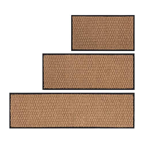 Anji Mountain AMB0BT4F-001 Black Rubber Boot/Shoe Tray with Coir, Fits 4 Pair (46.5" Wide), Tan Insert - color: Tan Insert, size: 46" x 14" x 1.5"