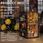 Book Nook Kit, Book Nook Kits for Adults DIY Booknook Model Build, DIY 3D Wooden Puzzle Bookend Booknook Bookshelf Insert Miniature Dollhouse Kit for Home Decoration - style: Magic Time Library