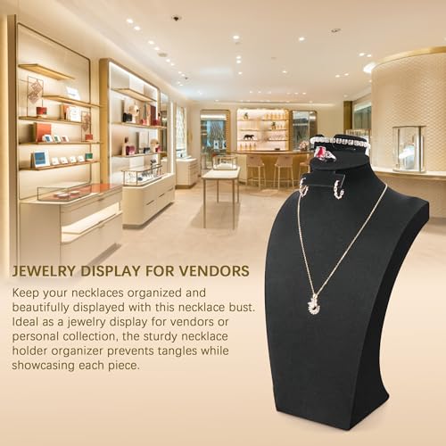 Homeanda Necklace Display Bust, Velvet Necklace Bust Display Stands for Vendors, Bust Jewelry Display Stand for Necklace, Bracelets, Earrings, Rings (Black-11.8"x6.7") - color: Black, size: 11.8"x6.7"