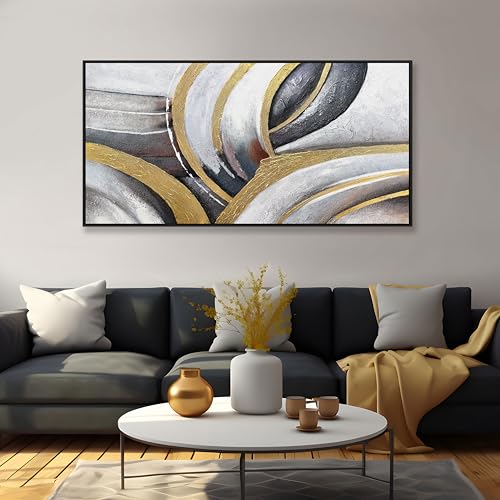 Abstract Wall Art Black White and Gold Painting Abstract Canvas Wall Decor Framed Artwork Modern Home Wall Decor for Living Room Bedroom Office 20"x40" - color: Brown Gold, size: 40"L x 20"W