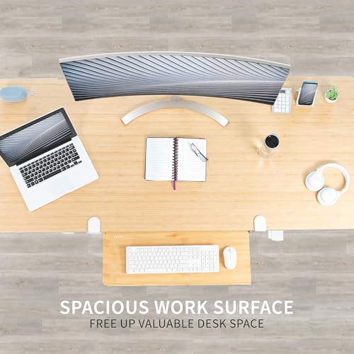 VIVO Large Clamp-on Computer Keyboard and Mouse Under Desk Slider Tray, 27 x 11 inch Pull Out Platform Drawer, Bamboo, MOUNT-KB05O - color: Bamboo, size: 27 inch