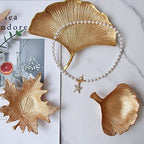 Metal Jewelry Dish, Small Leaf Shaped Ring Holder Jewelry Organizer, Trinket Dish Vanity Tray for Dresser Christmas Birthday Wedding Gifts Large Ginkgo-Gold - color: Large Ginkgo-Gold