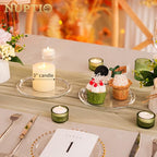 NUPTIO Glass Candle Plate for Home： Set of 2 Large Pillar Candle Tray - 7 inch Diameter Round Candle Dish for Home Wedding Party Easter Table Centerpiece - size: Large-2Pcs