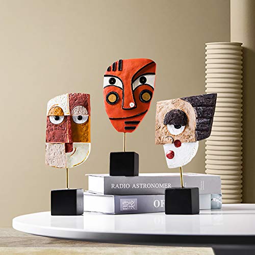 4 PCS - Handcrafted Statues Resin Abstract Sculpture for Home Decor Modern,African Art Tribal Figurines Decorations Items Accents Influencer Picks for Bookshelf,TV Stand,Living Room,Nightstand - color: Multiple Styles, size: 4 PCS