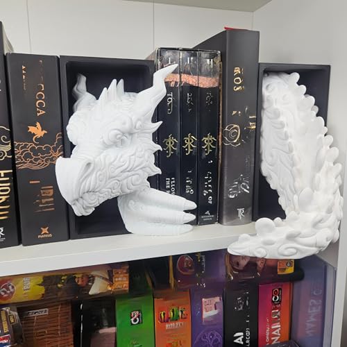Dragons Awakening Book End – Fantasy Book Nook Insert for Dragon Readers – Unique Home Decor for Bookshelves & Libraries (Head and Tail - Cloud Dragon) - color: Head and Tail - Cloud Dragon
