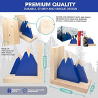 Decorably Blue Mountain Book Ends for Kids Books - 1 Set Non-Skid Wooden Bookends for Kids, Book Ends for Shelves, Kid's Room, Baby's Nursery, Classroom
