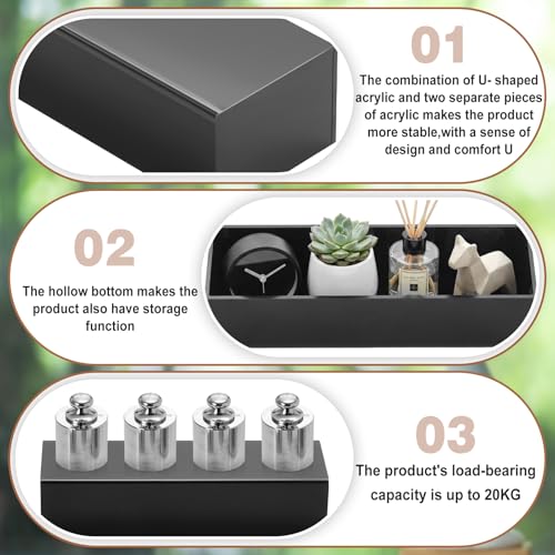 Chunful Black Acrylic Display Box Riser Trophy Base Acrylic Pedestal Stand Block Versatile Trophy Diorama Base and Storage for Photography Props Home Office Decor Showing (14" L X 4.5" W X 3" H) - size: 14" L X 4.5" W X 3" H