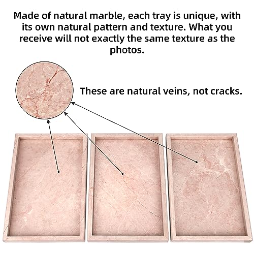 Marble Bathroom Vanity Tray, Natural Luxury Vanity Home Kitchen Bathroom Table Tray, Stone Decorative Countertop Dresser Trays for Key Coffee Perfume Jewelry Makeup (Pink/Cream Rose, 12"x 8" x1.2") - color: Pink/Cream Rose, size: 12" x 8" x 1.2"