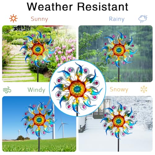 Wind Spinner Outdoor,Kinetic Metal Wind Spinner for Yard,Rustproof＆Waterproof Windmill,Wind Sculptures for Yard Decor 13 * 57 Inches - size: 13‘’Colorful