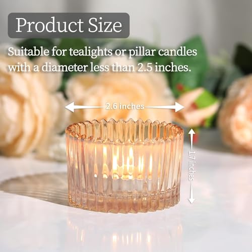 HAVITI 24 Pcs Large Tea Light Holders, Gold Glass Candle Holders, Votive Candle Holders for Table Centerpiece Wedding Table Decor - color: Gold