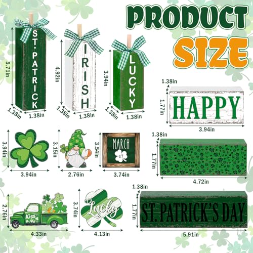 Vercraft 11 Pcs St. Patrick's Day Table Decorations Shamrocks Tiered Tray Home Decor Irish Centerpiece Decorative Wood Books Table Top Decor Clover Wooden Sign for Party Supplies - style: Shamrocks