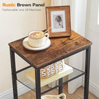 HOOBRO Side Table, 3-Tier Tall End Telephone Table with Adjustable Mesh Shelves, Small Entry Table for Living Room Bedroom Hallway or Office, Rustic Brown and Black BF01DH01G1 - color: Rustic Brown + Black