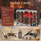 CCCDF Ember Castle DIY Book Nook Kit, 3D Wooden Puzzle Miniature Dollhouse Bookend with LED Light, Bookshelf Decor for Teens Adults - style: Ember Castle