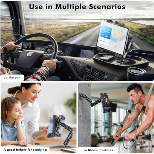 OHLPRO Tablet Holder for Truck, Heavy Duty iPad Mount for Drill Base 360°Adjustable 2-Stage Arm Car Stand for All 7" - 11.5" iPad Pro,Mini,Samsung Tab,Nexus, Great for Desks,Wall, Businesses - size: 2-Stage Arm