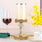 Candle Holder, Pillar Candle Holders, Crystal Candlesticks Holder for Wedding, Parties, Events, Chirstmas,Home Decor, Table Centerpieces CH028D (M) - size: Gold ( M )