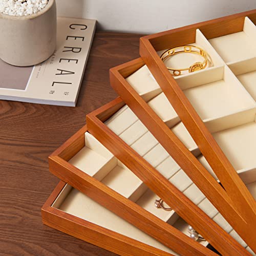 Oirlv Wood 13 Grids Necklace/Bracelet/Pendant Display Tray Jewelry Drawer Organizer Stackable Jewelry Trays (Creamy-white) - color: Creamy-white 13 grid necklace/pendant/bracelet tray