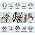 Wooden Jewelry Tree Necklace Holder,9 Inch Jewelry Stand Creative Ring Holder Necklace Suitable Ring Earrings Necklace Bracelet for living rooms, bathrooms,offices (TREE)