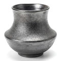 Handmade Small Matte Black Ceramic Vase,Ndustrial Farmhouse Style, Rustic Textured Vase for Home Decor,Ideal for Pampas Grass,Dried Flowers,Living Room, Bedroom Shelf Table 5.5IN（Silver Metal ）
