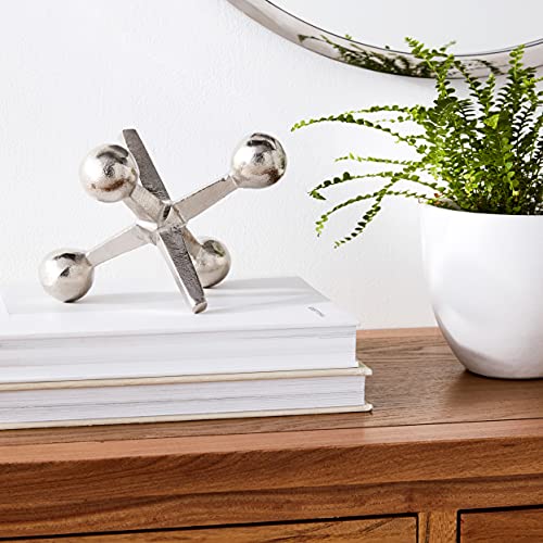 Modern Decorative Sculpture Figurine - Home Accent for Living Room Decor or Bathroom Decor - Elegant Statement Ornament for Shelf or Coffee Table Styling in Office or Any Room - 5" Silver & Metallic - color: Silver/Metallic