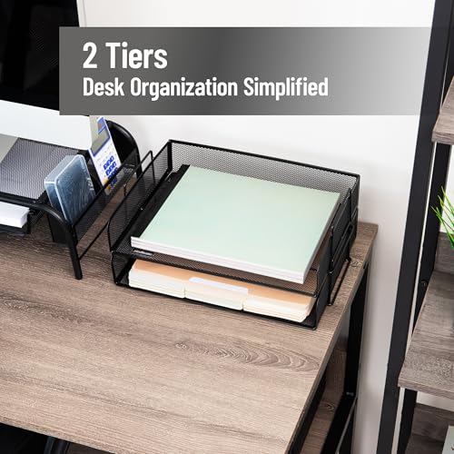 Mind Reader Stackable Paper Tray, Desktop Organizer, File Storage, Office, Metal Mesh, 2 Pcs., Black - color: Black