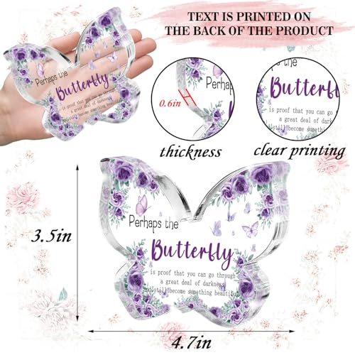 Butterfly Proof Acrylic Sign - Purple Butterfly Acrylic Decor, Mental Health Affirmation for Office/Desk, Darkness to Beauty Inspiration Gift for Women 4.7x3.2 Inch - color: Purple 44