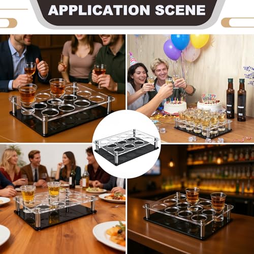 Acrylic Shot Tray 12 Shot Holder Tray Clear Wine Glass Organizer Wine Display Holder Cups Display Accessories for Party, Bar, Club,Hole: 1.5 Inch - style: 1.57inch hole - 3x4 arrangement (12 Holes)