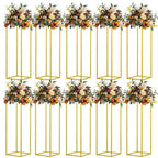 31.5inch 10pcs Gold Wedding Cenerpiece Flower vase, Metal Column Flower Stand, Tall Geometric Centerpieces Vase for Table, Party Wedding Decorations Flower Rack - size: 31.5 Inches - 10 pcs