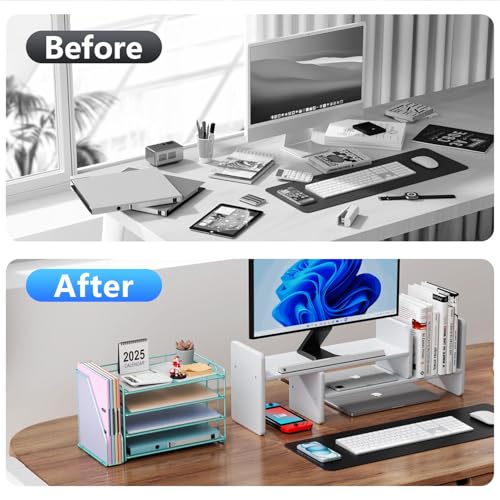 gianotter 4-Tier Paper Organizer With Magazine Holder, Desk Organizers and Accessories, Desk Accessories & Workspace Organizers, File Organizer for Office Supplies Storag (Blue, 4-Tier) - color: Blue, size: 4-Tier