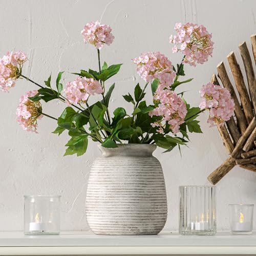 Ceramic Flower Vase, 7.48 Inch Rustic Farmhouse Decorative Vase Pottery Wide-Mouth Vases for Home Decor Table Entryway Mantel Bookshelf Living Room Bedroom Bathroom Kitchen - Rustic White - color: 7.5“ H - Rustic White