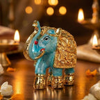 Gold Plated Elephant Idol Showpiece for Vastu, Good Luck, Gifting for House Warming and Home Decor - 3 Inches - 1 Piece