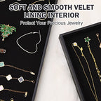 Black Velvet Stackable Jewelry Tray Showcase Display Stackable Necklace Bracelet Ring Showcase Display Empty Plate (2 Pack)