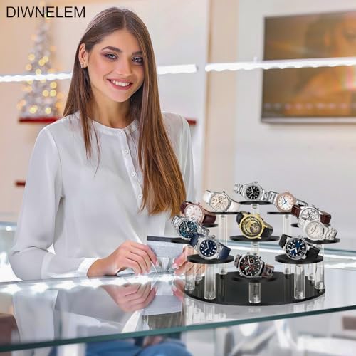 DIWNELEM Round Jewelry Stand Acrylic Display Riser Stands Dessert Tower Display Tower for Watch,Jewelry,Rings,Earrings,Mini Figurines,Cupcakes(Black,11Tier) - size: Black-11 Tier