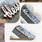 Jetec 2 Pcs Rustic Wooden Heart Table Decor, Daisy Farmhouse Home Decor, Bless This Home & Be Kind Sign for Living Room, Dining Room, Shelf & Mantel, Ideal Housewarming & Birthday Gift(Grateful Style) - style: Grateful Style