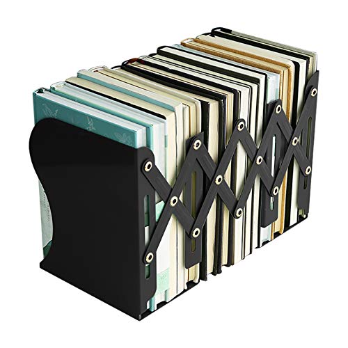 MSDADA Adjustable Bookends, Bookends for Heavy Book, Expandable Book Organizer for Office, School, Libraries, Extends up to 19 inches (Black) - color: Black