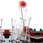 Hand-Made Blown Art Bud Glass Vase, Clear Glass, Oblong Shape, Modern Style, Thread Pattern, Stemless, Perfect for Home Decorations