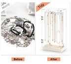Necklace Holder, Acrylic Jewelry Organizer with 24 Hooks, Rotation Clear Necklaces Pendant Display Case Stand, Dust-proof Velvet Tray Hanging Rack Storage for Earrings Rings