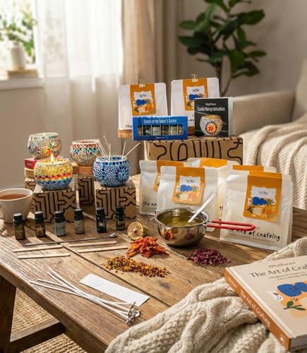 Candle Making Kit with Turkish Mosaic Holder – DIY Glass Candle Holder Craft Kit with Colorful Mosaic Tiles & All Natural Soy Wax – Handmade Arts & Crafts Complete Gift for Adults & Beginners (4)