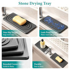 Water Absorbing Stone Tray, Quick Drying Diatomite Bathroom Tray Countertop, Stone Drying Mat for Kitchen Counter, Soap Dish Dispenser Vanity Organizer, Dark Grey-A-8.3" x 4" - color: Dark Grey a
